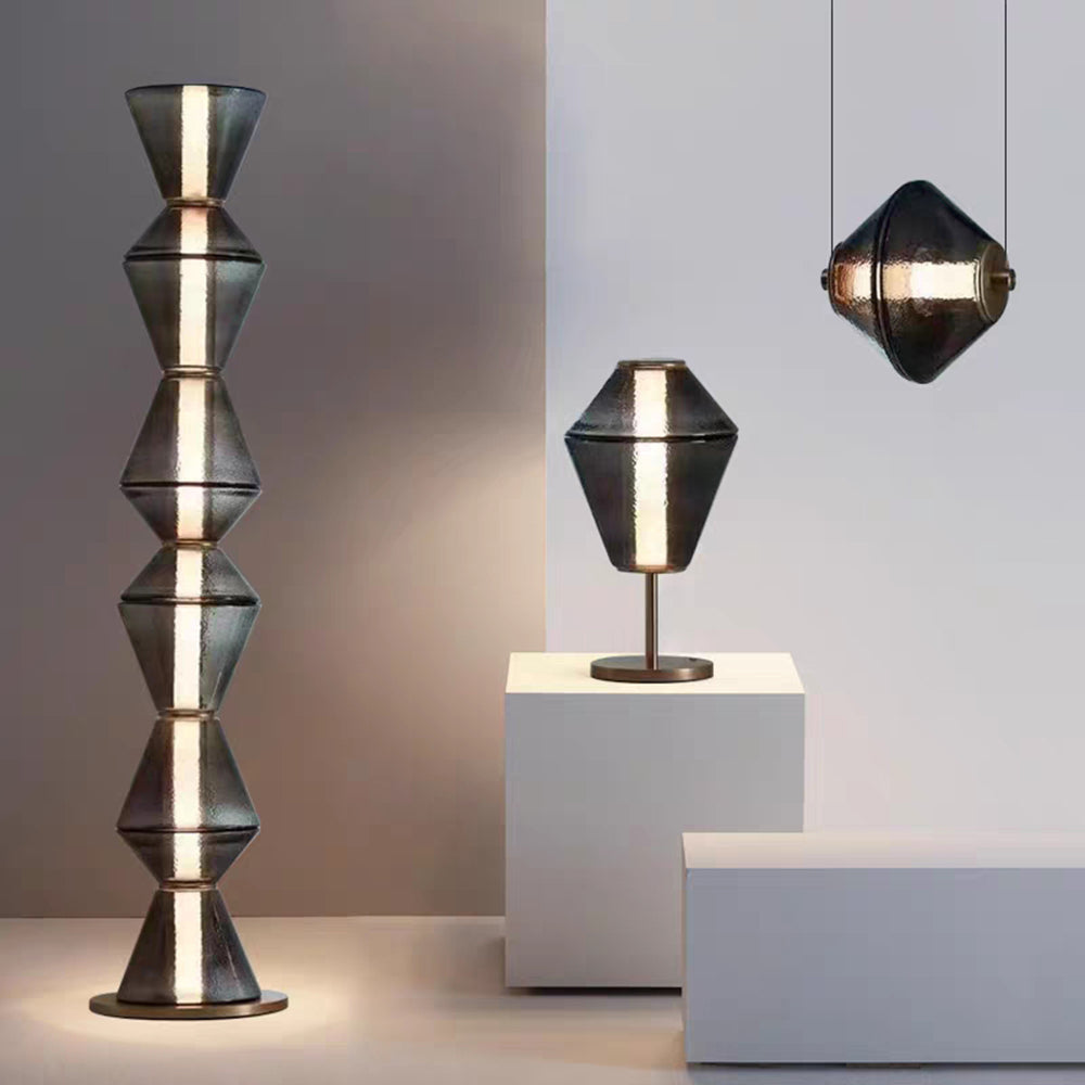 Hisabek Nordic Modern Black LED Pendant & Floor&Table Lamp, Glass
