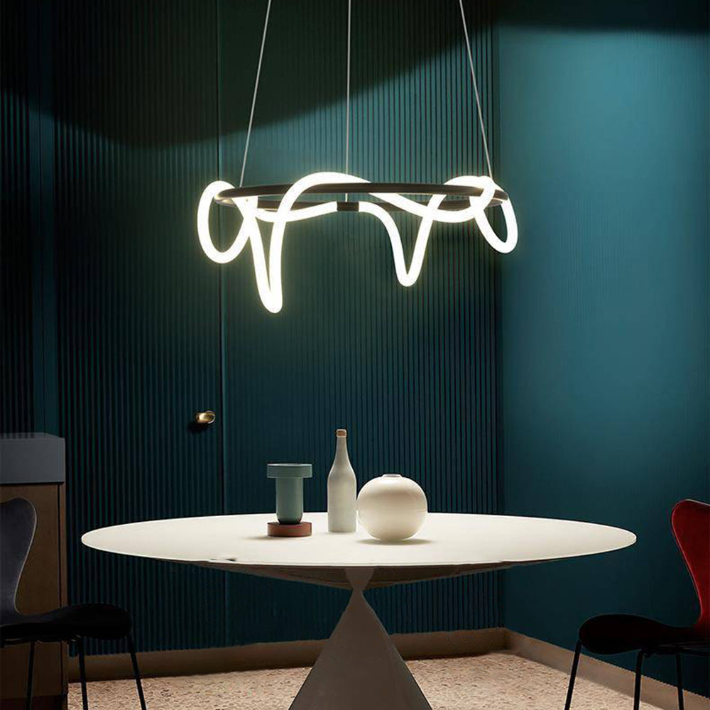 Wasaten Curved & Linear Semi Flush Mount Ceiling Light, Gold