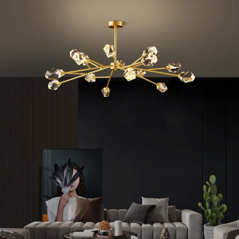 Degulak Luxurious Crystal Chandelier Living Room Golden