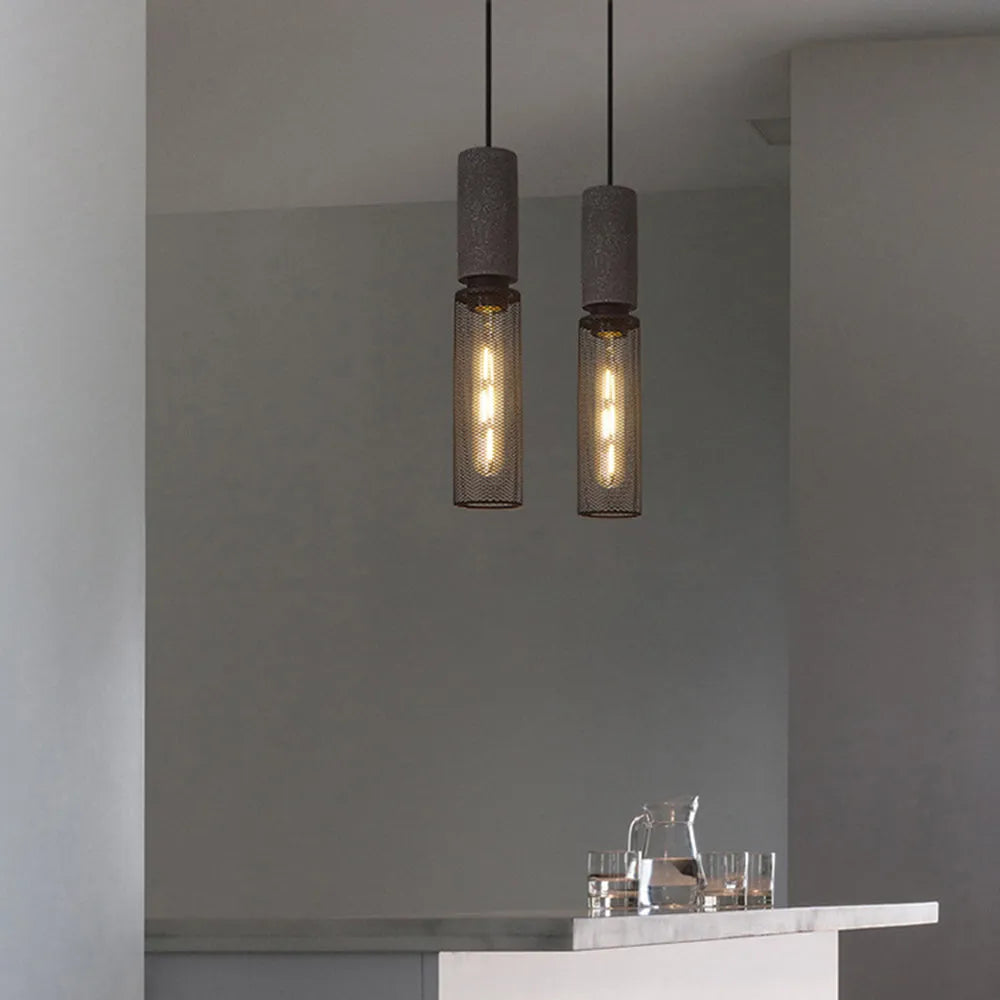 Vireth Pendant Light Industrial Cylindrical Cement/-Neutral Decor