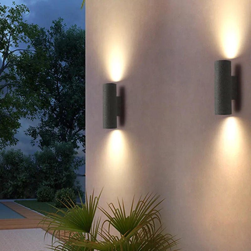Tarumon Minimalist Cylindrical Double-headed Cement Outdoor Wall Lamp, Black/White