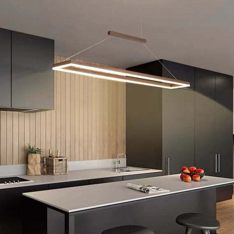 Nexil Modern Rectangular Hanging Pendant Light, Gold/Coffee-Neutral Decor