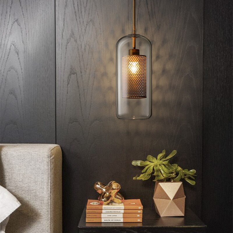 Nerel Contemporary Golden Pendant Light, Glass, Globe/Cylindric-Neutral Decor