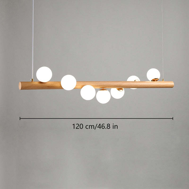 Taribid Glass Bubble Pendant Light Wood/Walnut