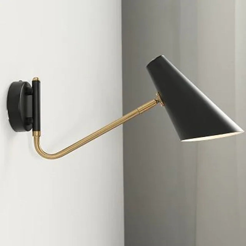 Higimer Rotatable Wall Lamp, Black & White & Gold, Bedroom