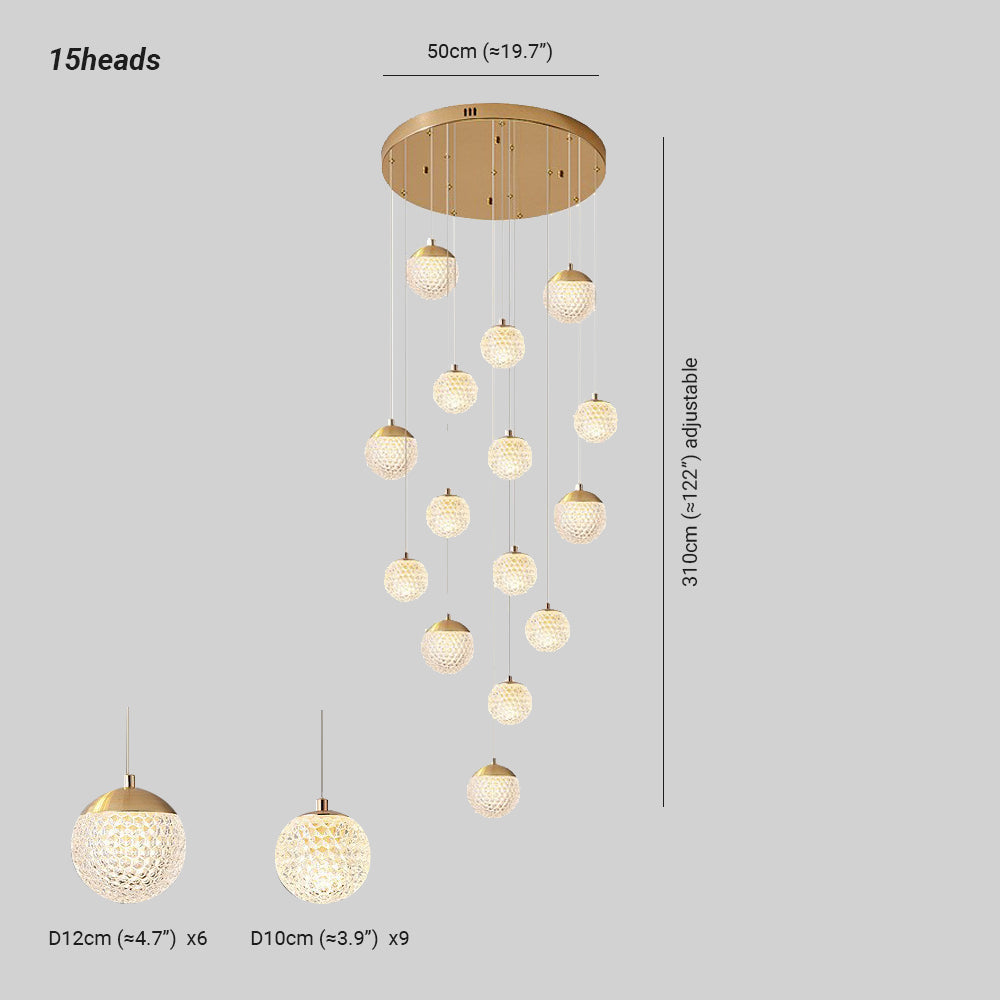 Cikakot Multi Staircase Modern Art Deco Pendant Light, Gold