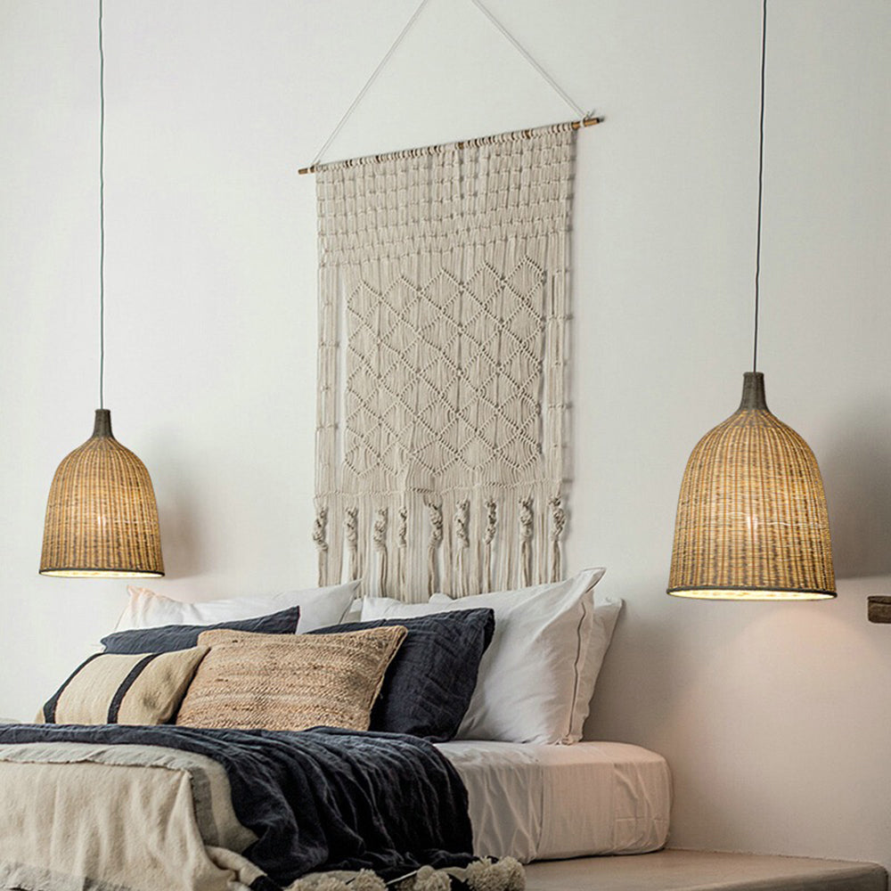 Piripot Modern Rattan Pendant Light Over Dining Table/Bedroom