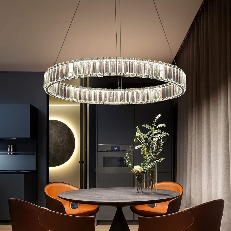Rabitas Elegant Round Crystal Chandelier, Clear