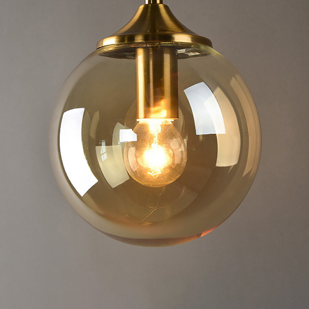 Bavitid Modern Globe Metal/Glass Wall Lamp, Gray/Amber/Clear/White