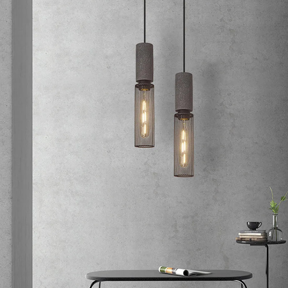 Vireth Pendant Light Industrial Cylindrical Cement/-Neutral Decor