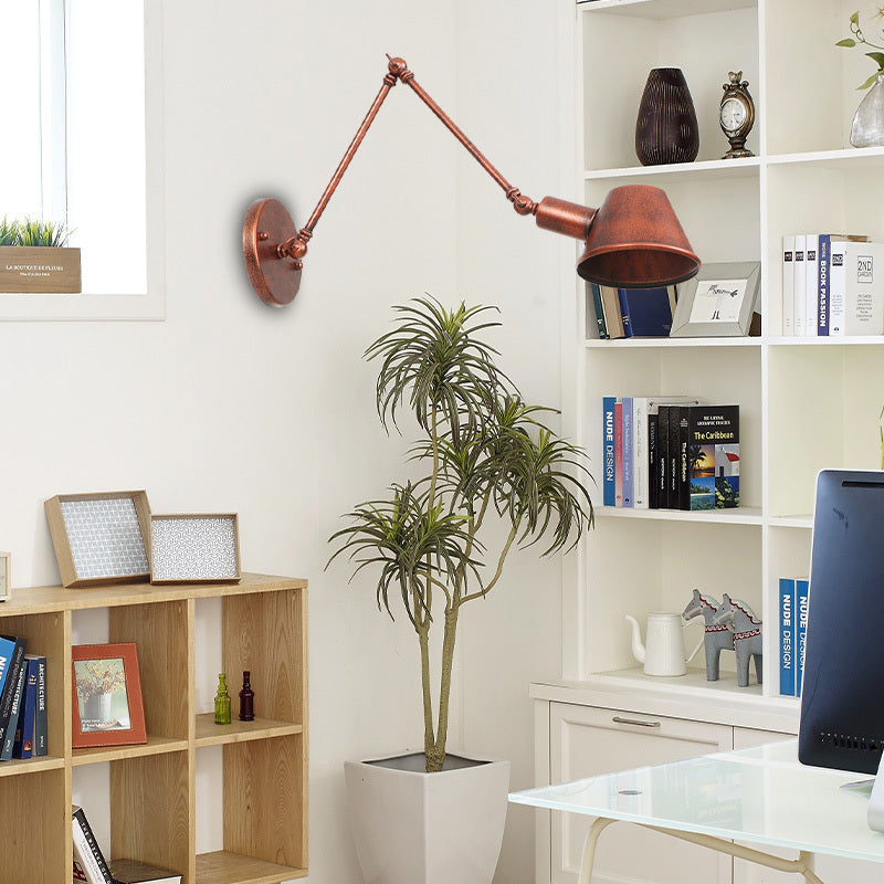 Maninek Rotatable Wall Lamp with Swing Arm, Black/Rust