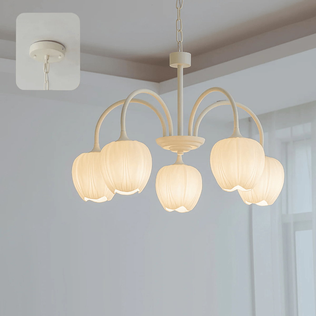 Eiraine Chandelier Tulip Matcha Glass