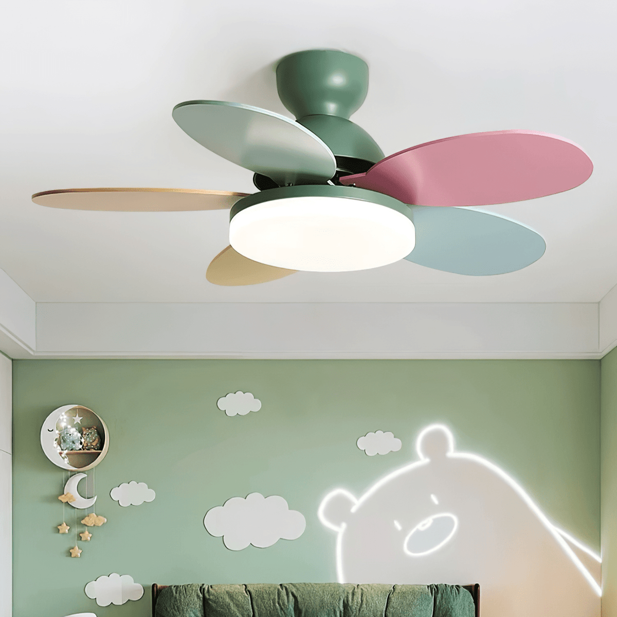 Eireise Colorful Glass Kids Ceiling Fan Light