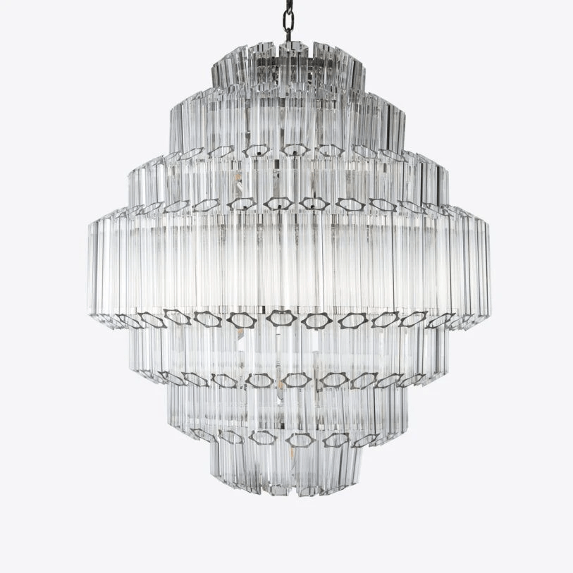 Celeaine Chandelier Clear Glass Tube Layered Grande Vintage