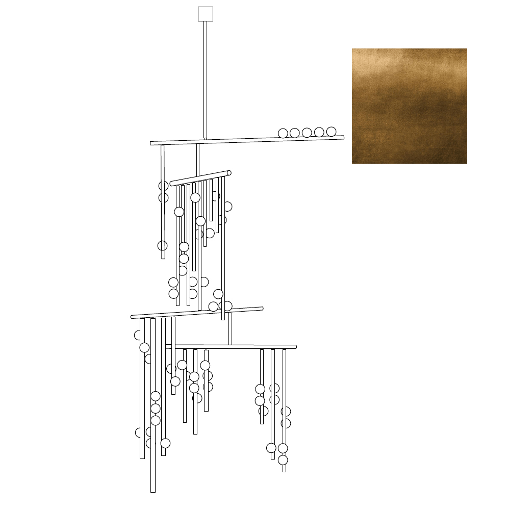 Bara Geometric Brass Linear Pendant Light Chandelier