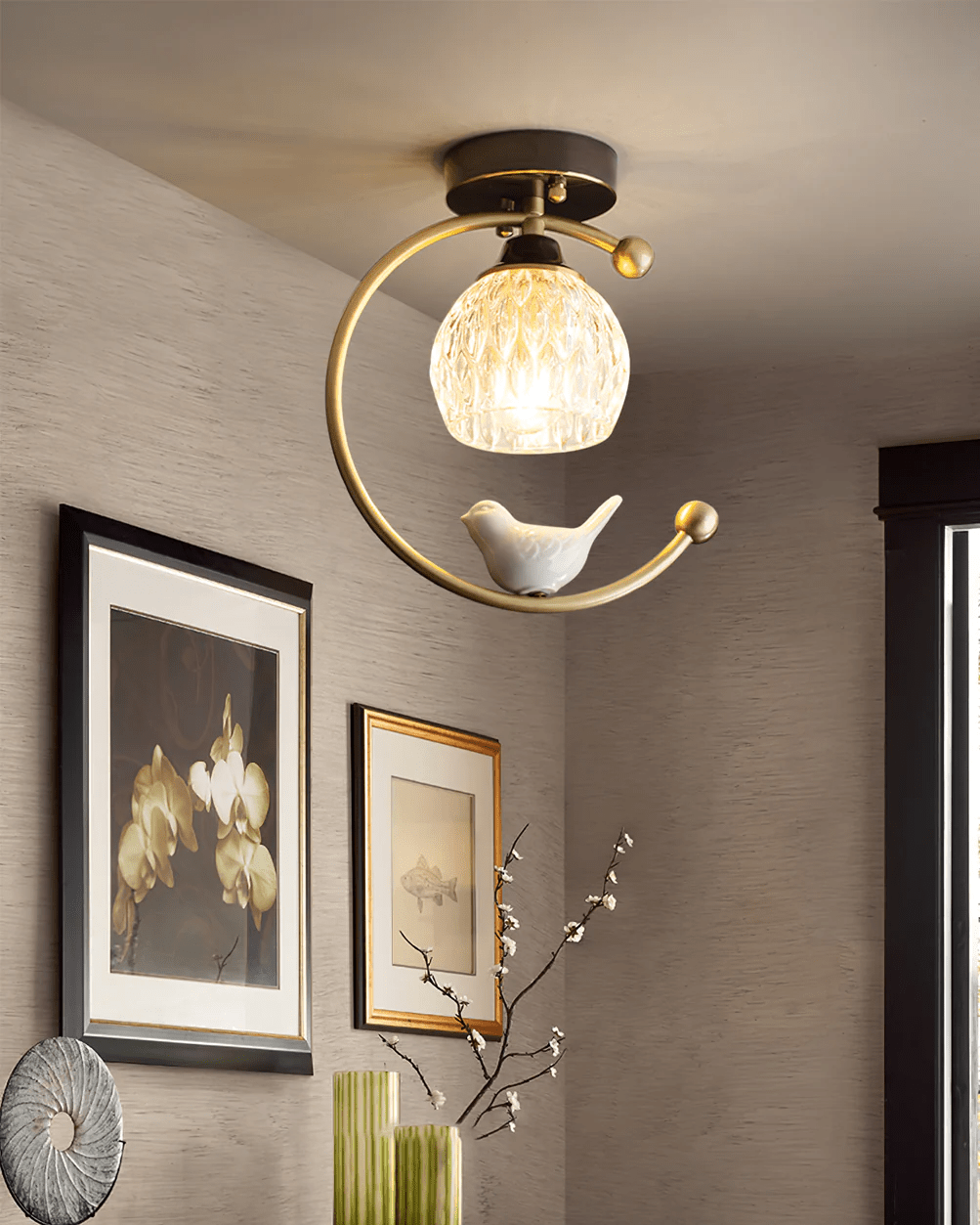 Otis Linearo Artistic Ceramic Bird Ceiling Light