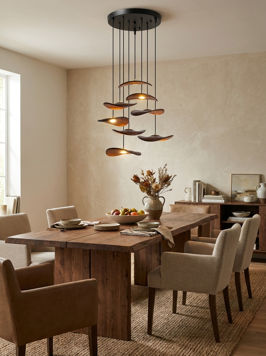 Lowenstone Wood Blade Chandelier