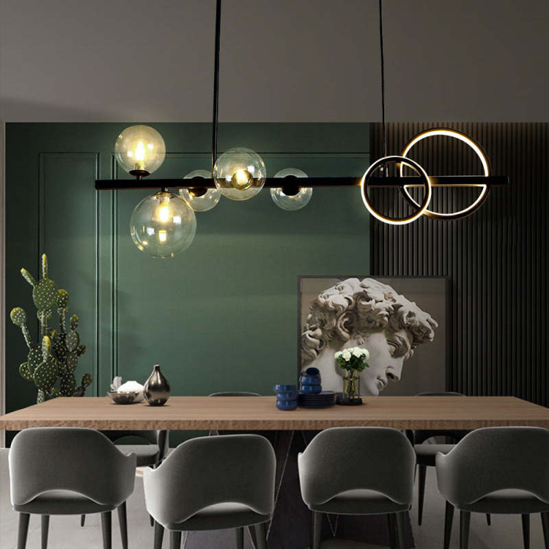Nisupon Pendant Light Bubble Circle Modern Black/Gold, Bedroom