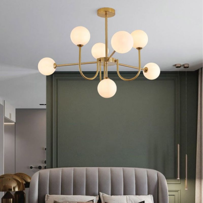 Jimotut Modern LED Chandelier Gold Glass Living/Dining Room/Bedroom