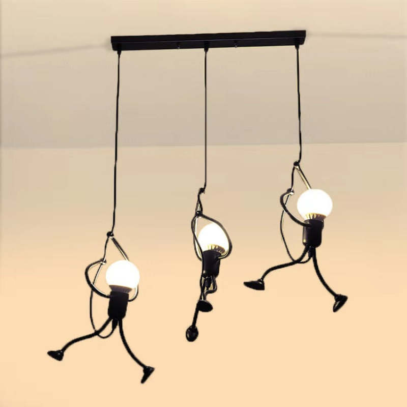 Esi Retro Modern Iron Man Pendant Light, Black-Neutral Decor