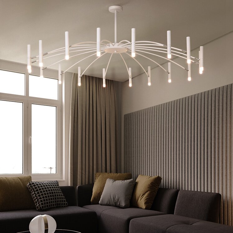 Pumapir Modern Blown Linear Metal Multi-heads Chandelier