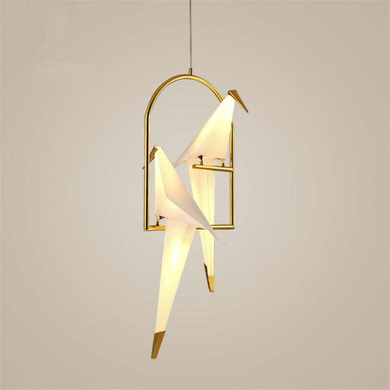 Mubagir Modern Nordic Post Modern Bird Pendant Light, White/Clear