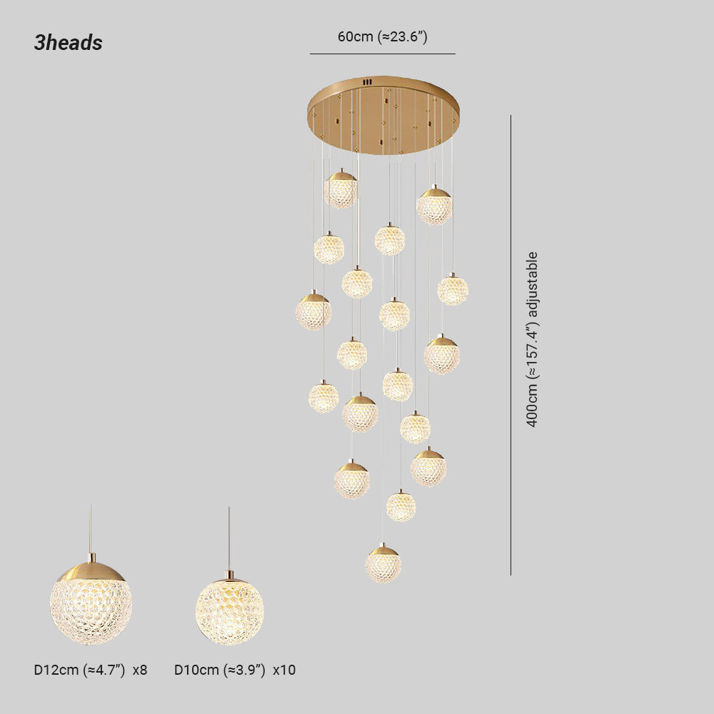 Cikakot Multi Staircase Modern Art Deco Pendant Light, Gold