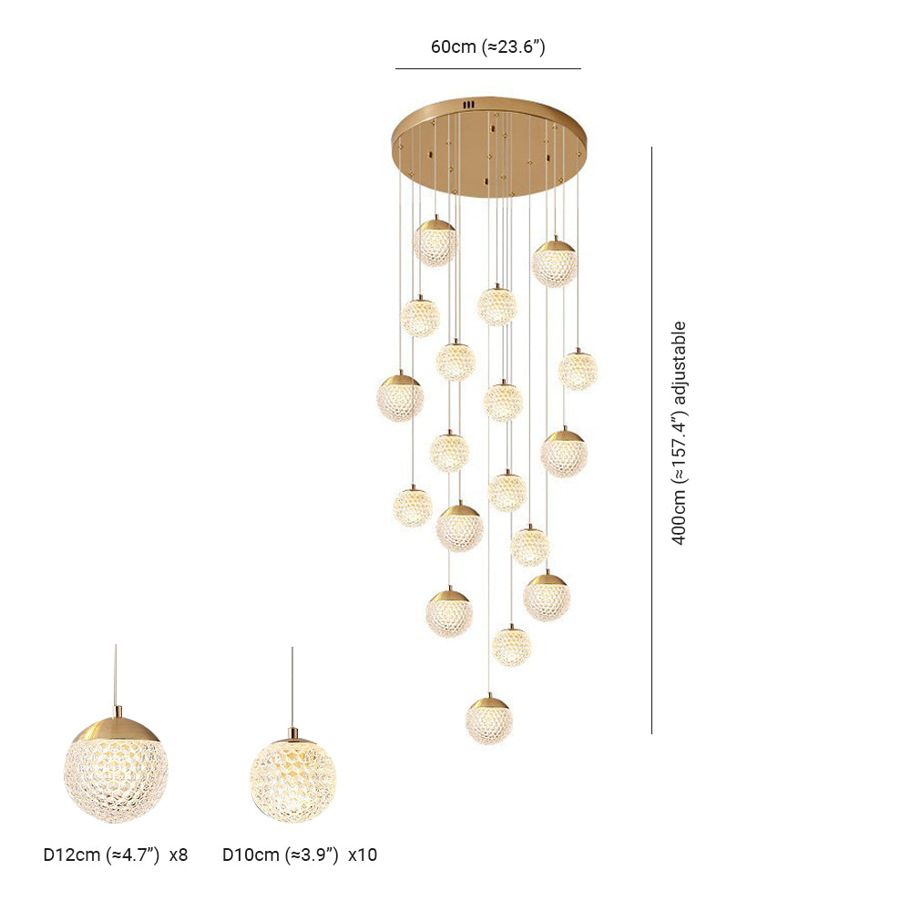 Cikakot Multi Staircase Modern Art Deco Pendant Light, Gold