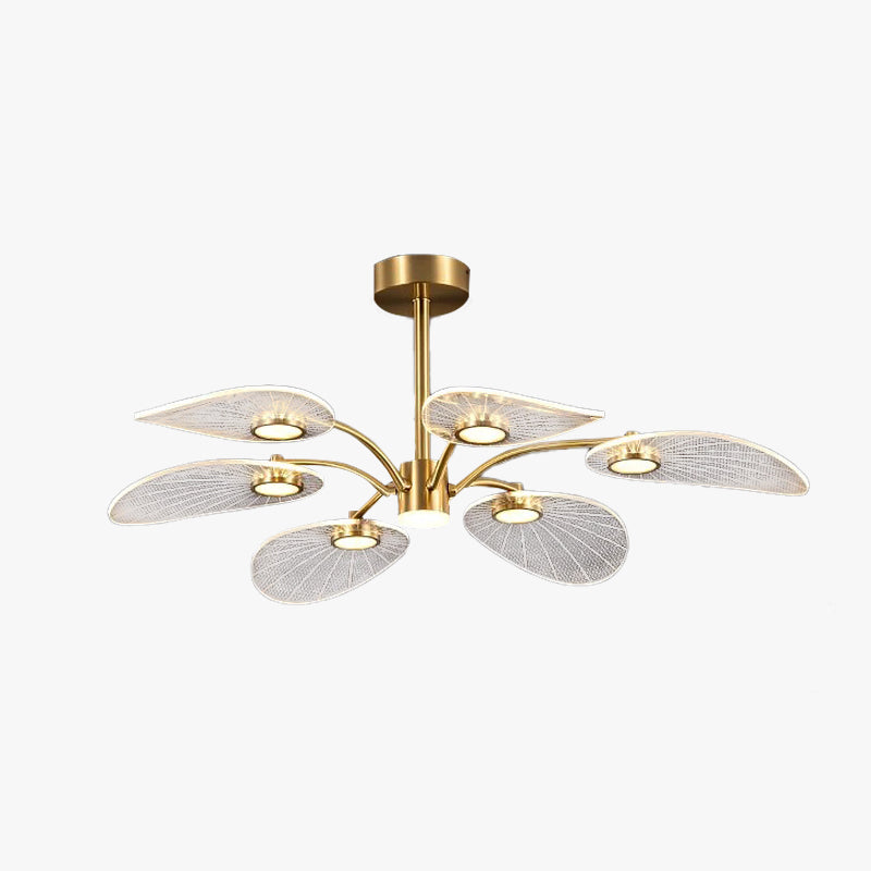 Lebirok Art Deco Leaf Metal/ Chandelier, Gold