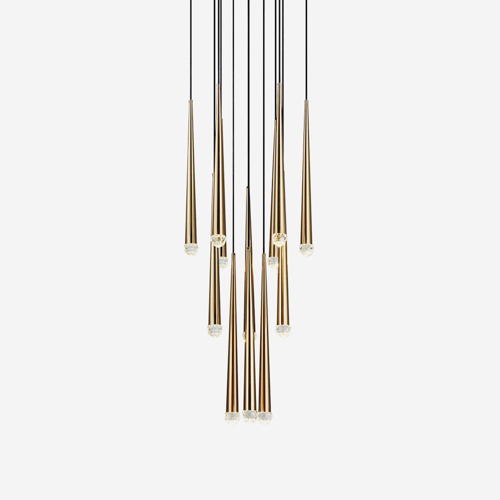 Larry Chandelier Crystal Brass Blackened Silver Staircase