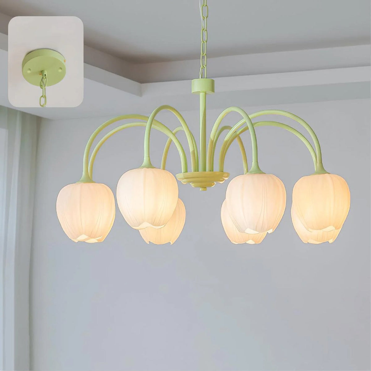 Eiraine Chandelier Tulip Matcha Glass