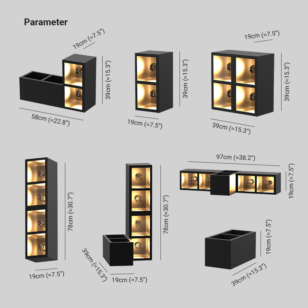 Jibebit Modern Cube Square Metal/Glass Outdoor Wall Lamp, Black