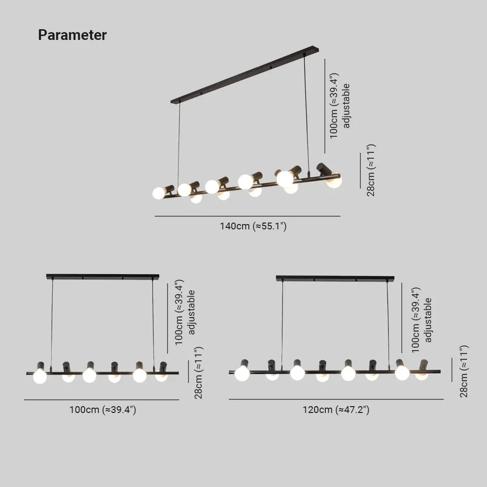 Dabenika Vintage LED Chandelier Black Metal Dining/Living Room/Bar