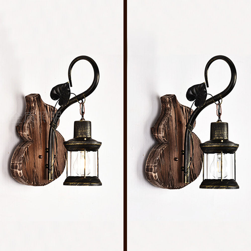 Foduron Wall Lamp Cucurbits/Candle Vintage, Wood/Metal, Bedroom
