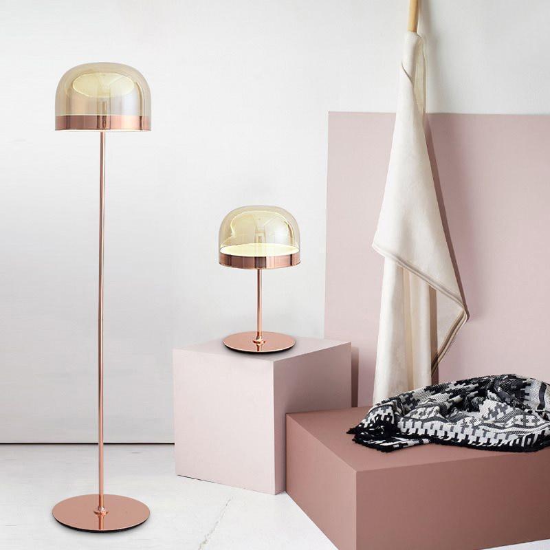Zikipek Modern Black & Rose Gold Floor Lamp, L 135/175CM