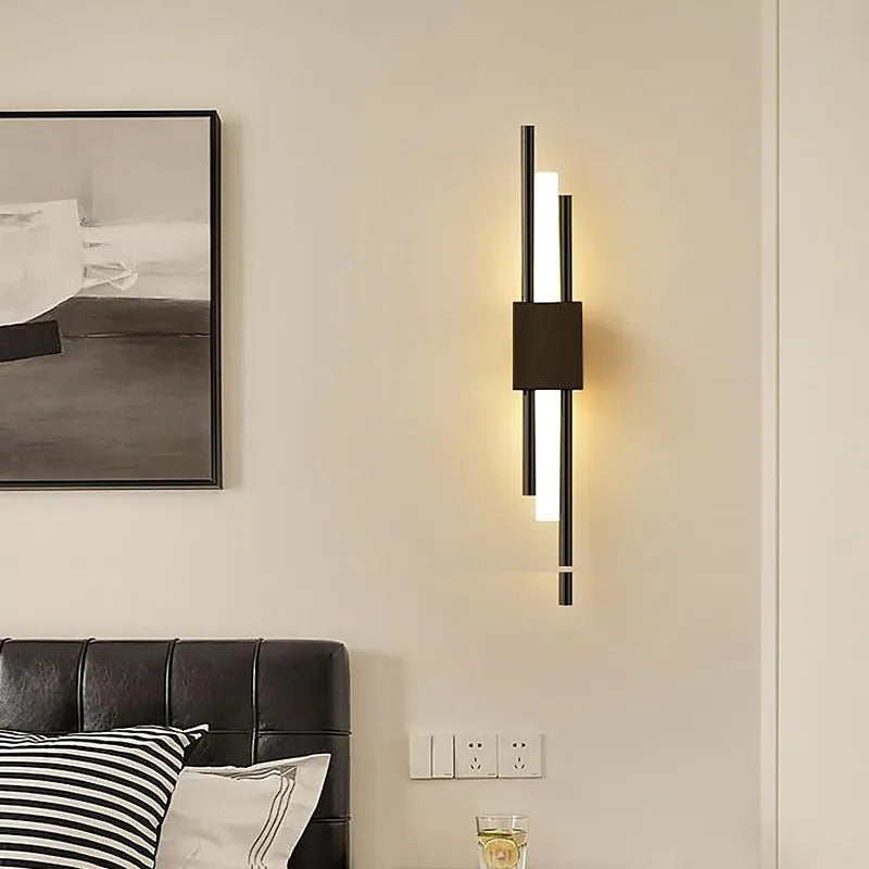 Nariq Modern Bar LED Wall Lamp, Black/Gold-Neutral Decor