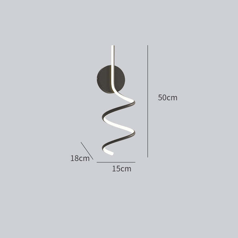 Kipenan Modern LED Art Interior Wall Light Spiral, Black & White