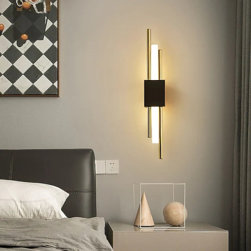 Nariq Modern Bar LED Wall Lamp, Black/Gold-Neutral Decor
