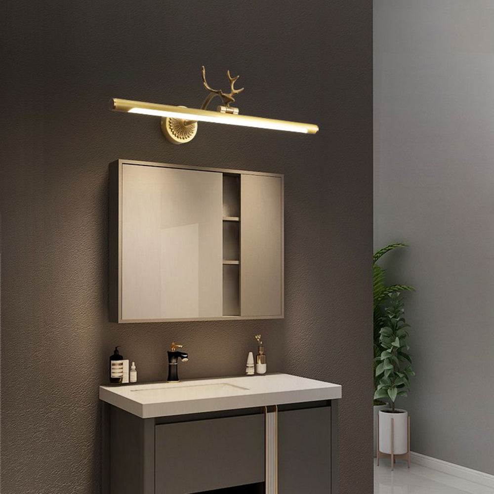 Niragas Modern Staghorn Shaped Vanity Mirror Front Wall Lamp, Black/Brass