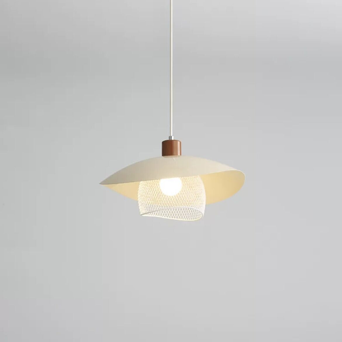 Fobasus Modern LED Pendant Light Beige/Green/Wood Dining Room