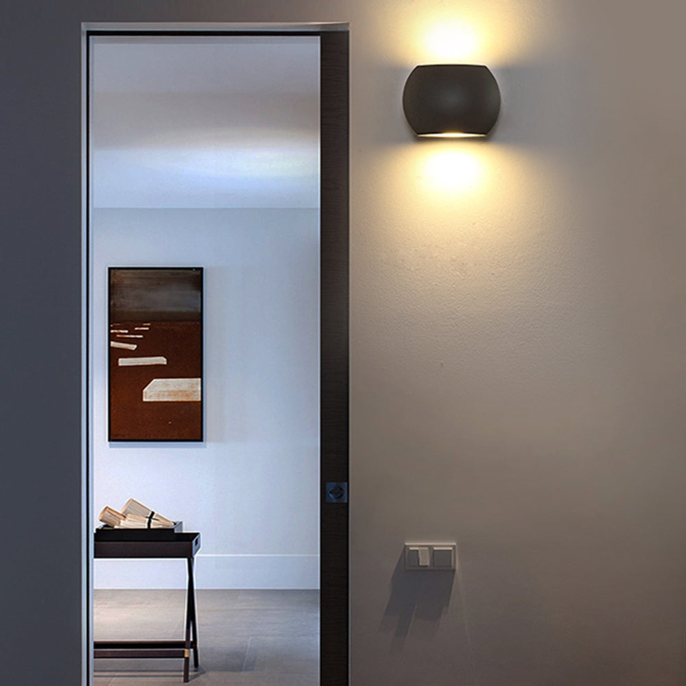 Detamat Minimalist Geometric Metal Outdoor Wall Lamp, Black/Grey