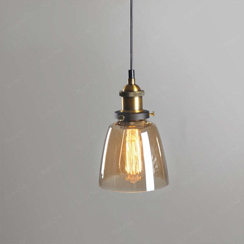 Teni Industrial Glass Pendant Light Clear/Amber/Smoke Grey-Neutral Decor