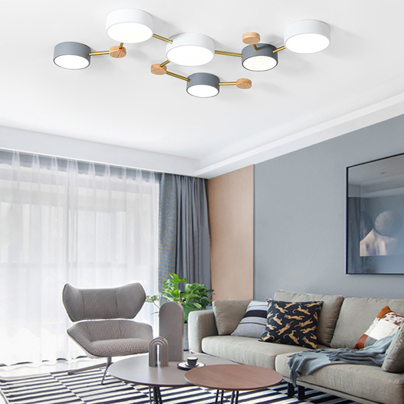Wekabilu Modern LED Ceiling Light Log Living Room Bedroom White Grey