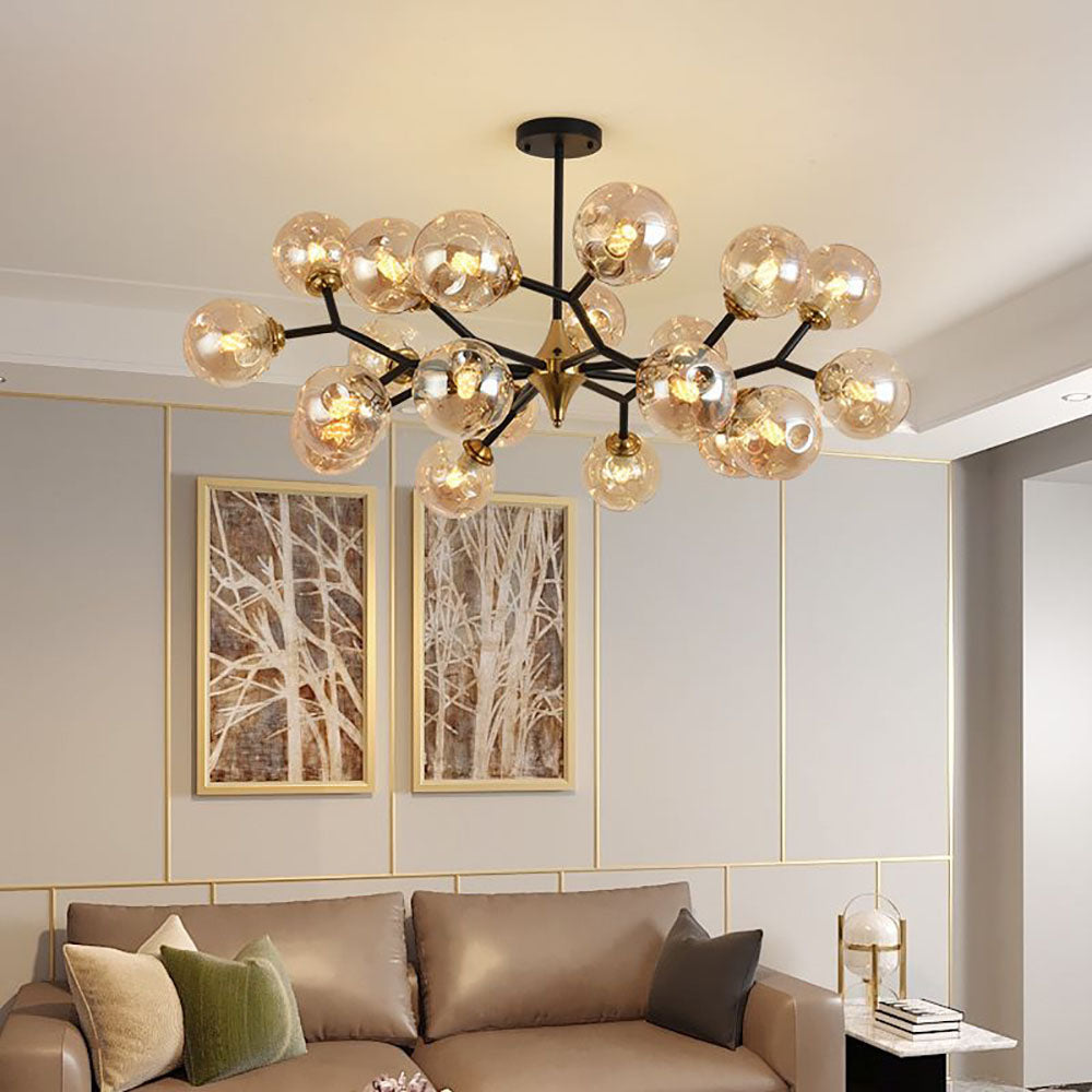 Conedar Art Deco Glass Bubble Chandelier, Amber