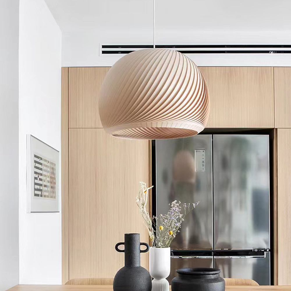 Hutomod Farmhouse Semi Metal Pendant Light, Brown/Wood