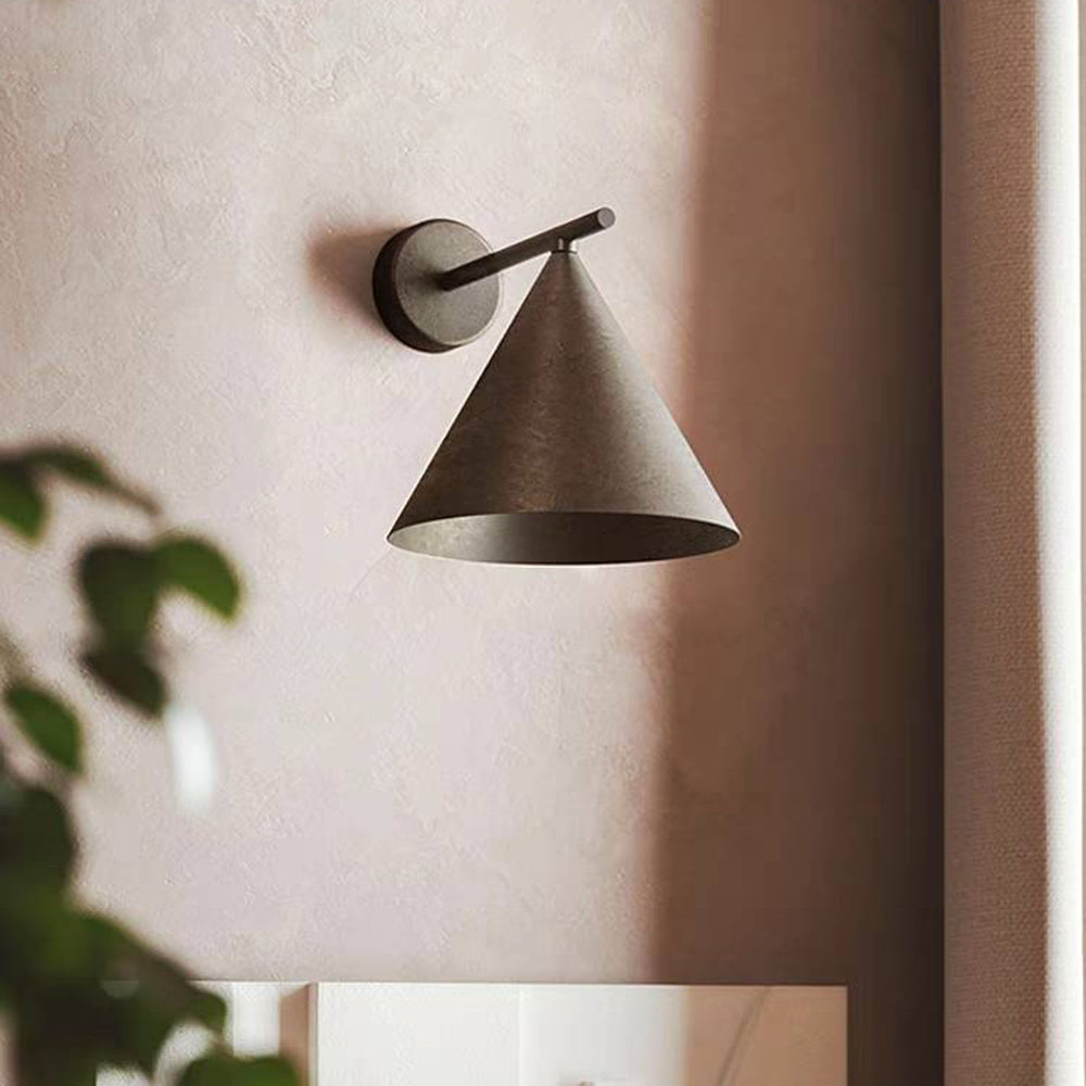 Kisumit Modern Minimalist Cone Metal Outdoor Waterproof Wall Lamp，Black/Gold