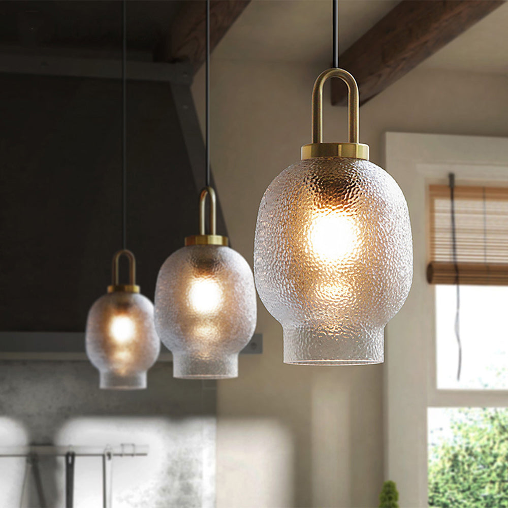 Hakogos Minimalist Blown Frosted Clear Glass Pendant Light