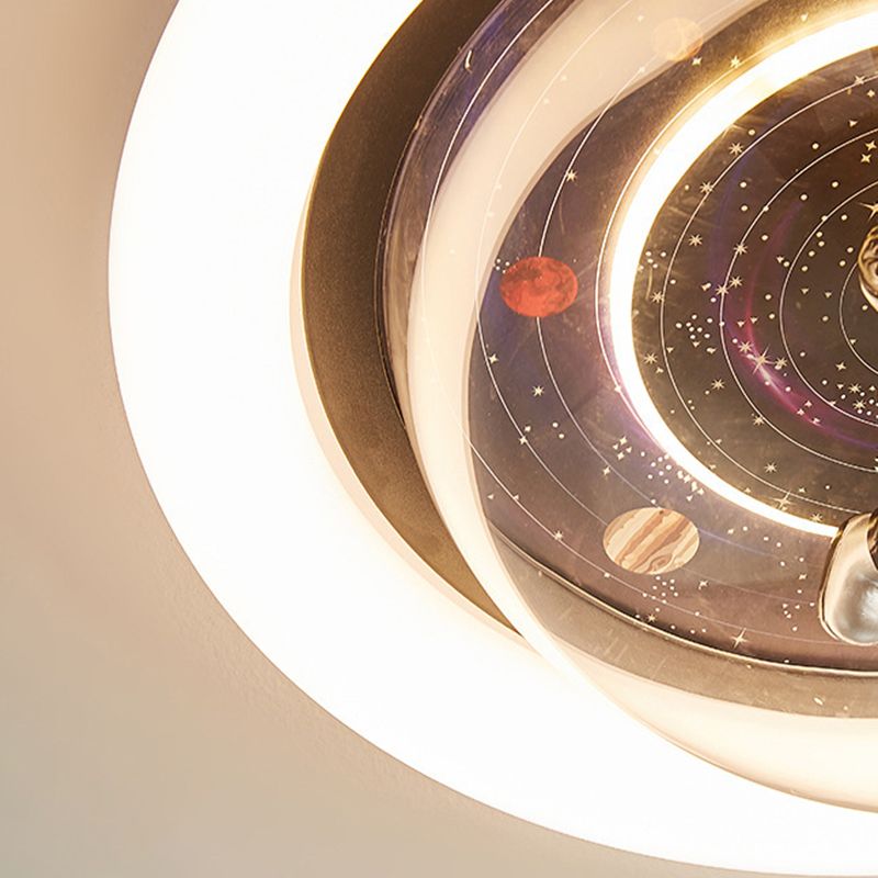 Gapubed Cosmic Astronaut & Galaxy Motif Flush Mount Ceiling Light