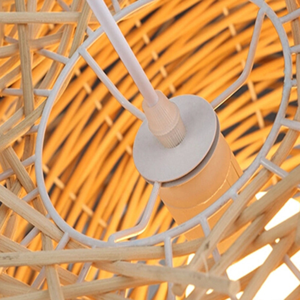 Papeneso Wooden Bird Nest Rattan Pendant Light, Brown/Wood