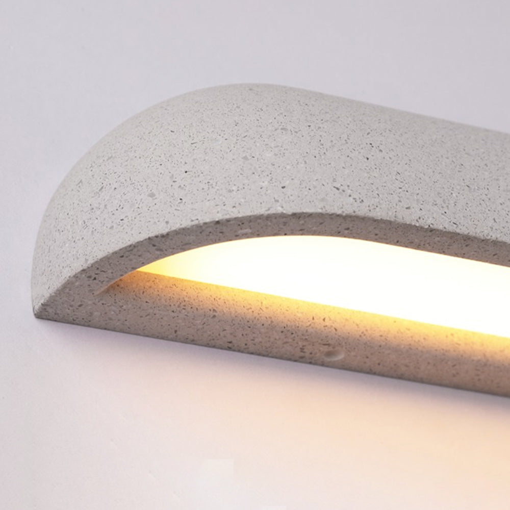 Pasagel Modern Minimalist Semi-elliptical Metal/Stone Outdoor Wall Lamp, Black/White